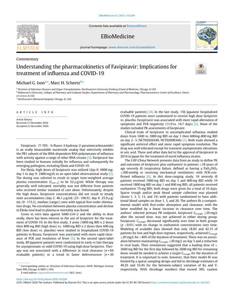 Understanding the pharmacokinetics of Favipiravir: Implications。